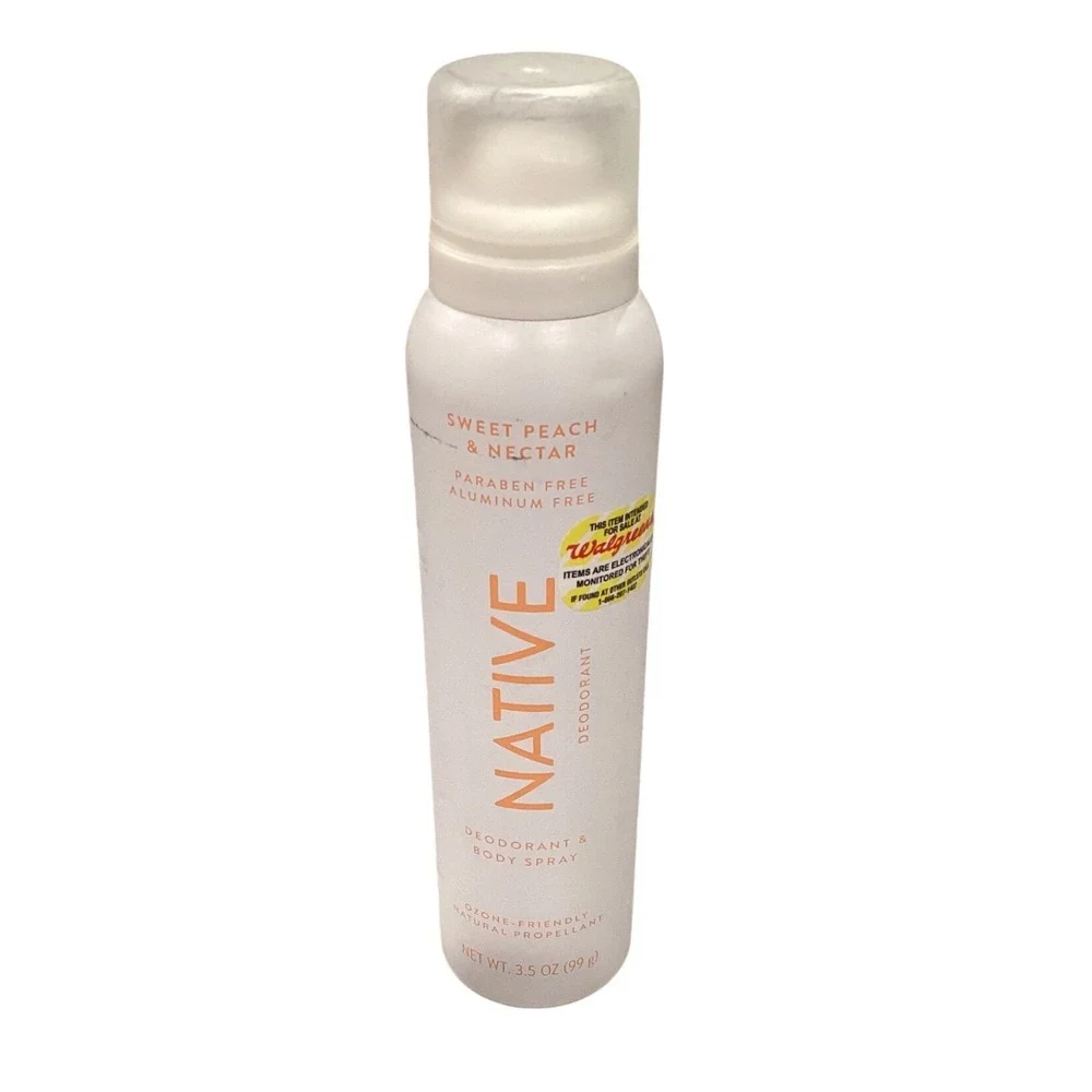 Native Sweet Peach & Nectar Deodorant Body Spray 3.5 oz Aluminum‎ Paraben Free